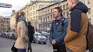 skinny brunette gives deep blowjob at wild stag party