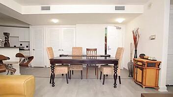 tranny bounces on huge dong and gulps down hot cock juice