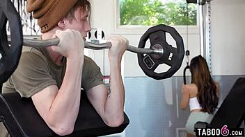 Petite teen Alexia Anders gets spied on by milf London Rose during fuck