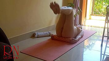 Curvy gymnast nude yoga fitness acrobatic housewife poses