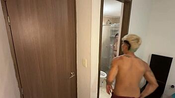 stepsis showers open door i join and fuck her big cock