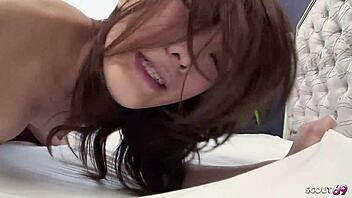 hey older guy creampies tiny japanese girl's tight pussy multiple times?