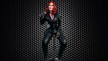 Granny Carmen sucks metal cock with gloved hands in close-up pov