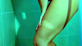 college brazilian beauty teases wet thong shower to orgasm