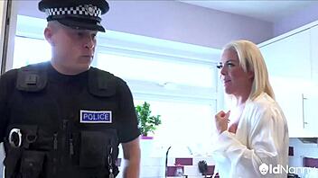 British cop's HUGE COCK inspects blonde milf's SHAVED PUSSY deeply