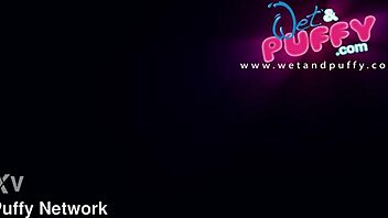 Vicky Love twerks her big puffy pussy lips in sexy miniskirt heels close up