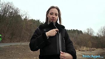 hitchhiker in fishnets fucked hard outdoors