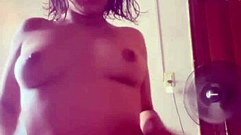 horny petite latina selene soaps up her natural tits in shower
