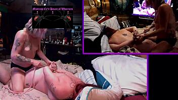 shemale mistress in lingerie fucks goth whore's ass hard