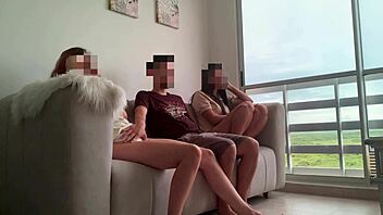 My best friend and her stepsis invite me over to share cock movie night