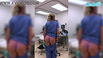 fit milf nurse masturbates wildly in hospital room
