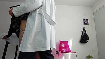 Medical checkup ends with deep creampie in miniskirt latina?