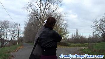 busty teen rides old seaman's cock kissing european style