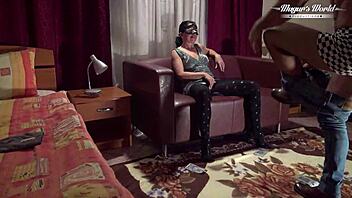 Behind Scenes: Brunette Milf Gapes Pussy on Big Cock