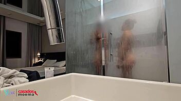 husband watches wife shower with massive bbc
