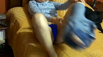 I watch my wife strip panties masturbate then beg for hard fucking