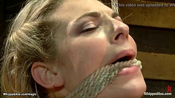 bound blonde lezdom slave assfucked with strapon deep