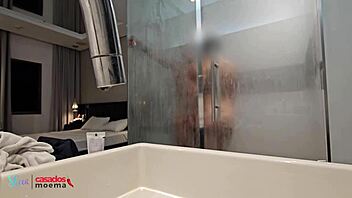 husband watches wife shower with massive bbc