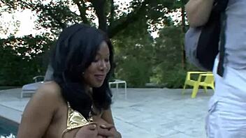Horny Ebony Babe's Huge Black Tits Bounce Wildly
