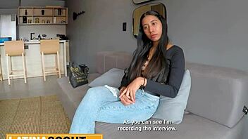 slim latina teases during casting before riding huge cock wildly