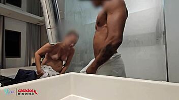 husband watches wife shower with massive bbc
