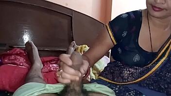 Desi wife rides cock cowgirl with long hair dirty hindi talk.