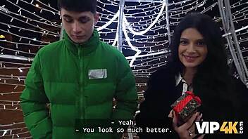 Her Christmas wish: tight pussy rides huge monster cock