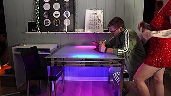 Tutoring Turns Wild as Redhead Rides Cock Hard on Desk Table