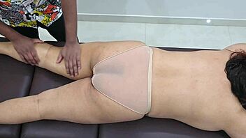 LUCKY boy scores white chick's steamy MASSAGE fantasy!