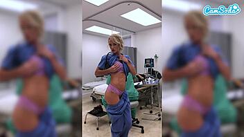 fit milf nurse masturbates wildly in hospital room