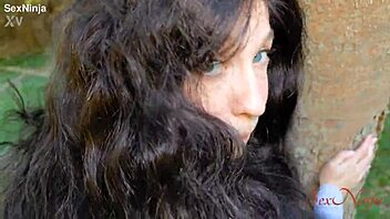 Scared influencer grabs big cock over bear in forest!