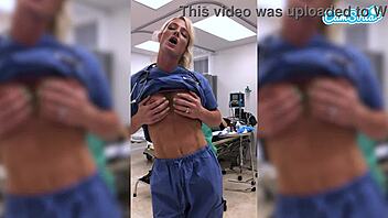 fit milf nurse masturbates wildly in hospital room