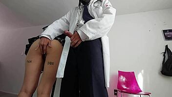 Medical checkup ends with deep creampie in miniskirt latina?