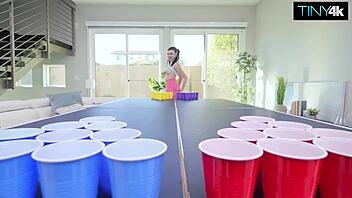 Julia James Fills Tight Pussy with Cum After Losing Strip Pong Game