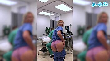 fit milf nurse masturbates wildly in hospital room