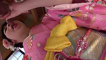 geisha cosplay petite teen seduces old man for creampie uncensored