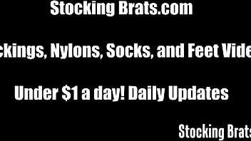 Lesbians indulge in toe sucking wearing silky stockings