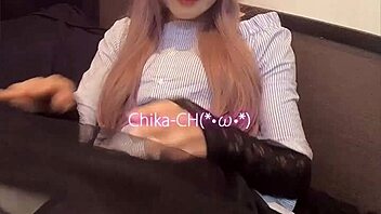 pink-haired crossdresser moans inserting vibrator deep in tight ass