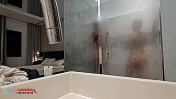 husband watches wife shower with massive bbc