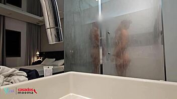 husband watches wife shower with massive bbc