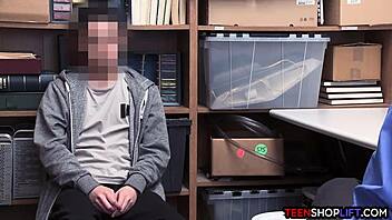 blonde milf mall cop seduces young guy into office sex blackmail