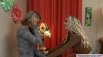 Blonde grinds clit on my leg while fingering my tight ass