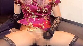 short hair crossdressing ladyboy masturbates quietly solo
