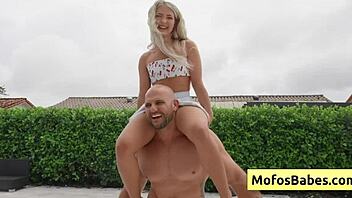 naughty petite blonde teen sucks emma bugg's huge poolside cock?
