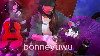Petite pigtail bartender bonney sucks dildo in miniskirt for cash toys solo