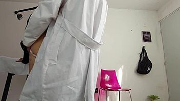 Medical checkup ends with deep creampie in miniskirt latina?
