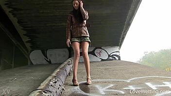 wanna watch kitty piss in this hot public outdoor solo scene?