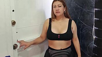 latina milf from gym blows me then rides cock to passionate cum in mouth.