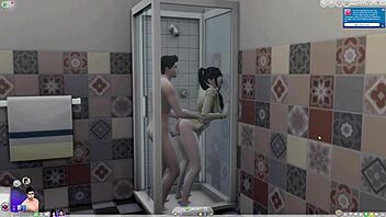 ww jv jumps in shower for wet fun before bathing
