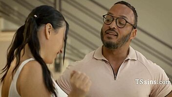 Big daddy disciplines ts brat with passionate cinema crossdressing fun.